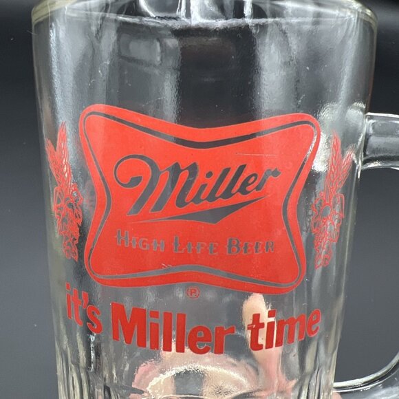 Vintage Miller High Life “It’s Miller Time” Heavy Glass Mug Stein Rare - Picture 10 of 11